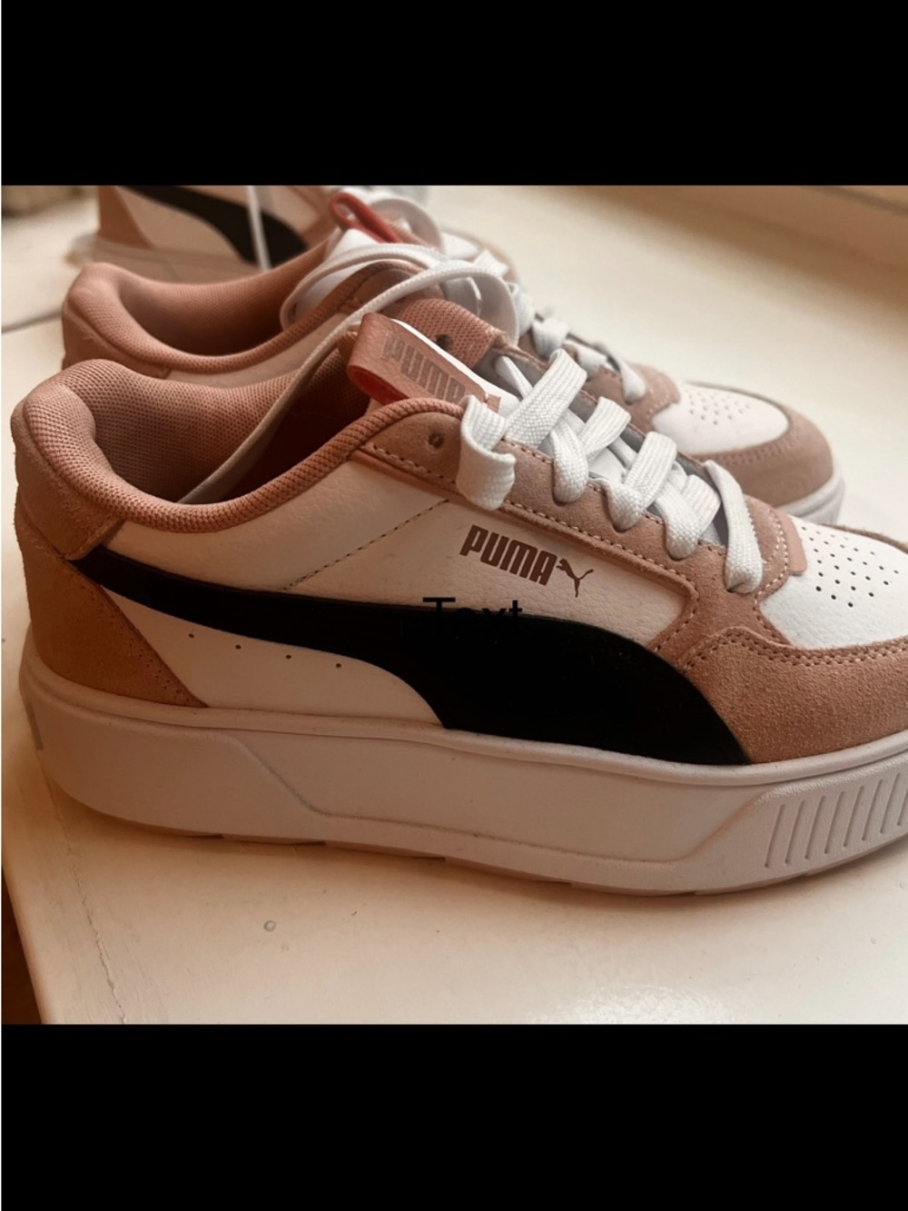 Puma White and Blush Pink Low-Top Sneakers - Picture 3 of 4